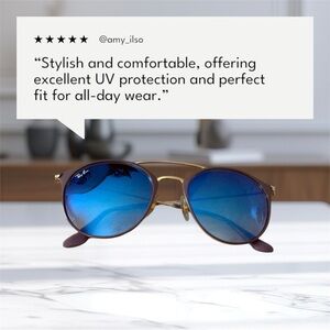 Ray-Ban Sunglasses Mirror Blue Lenses and Gold Frame